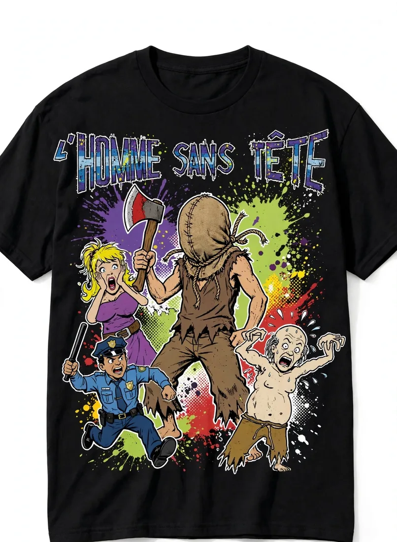 T-shirt noir · uni — Le vêtement seul, sans impression frontale.